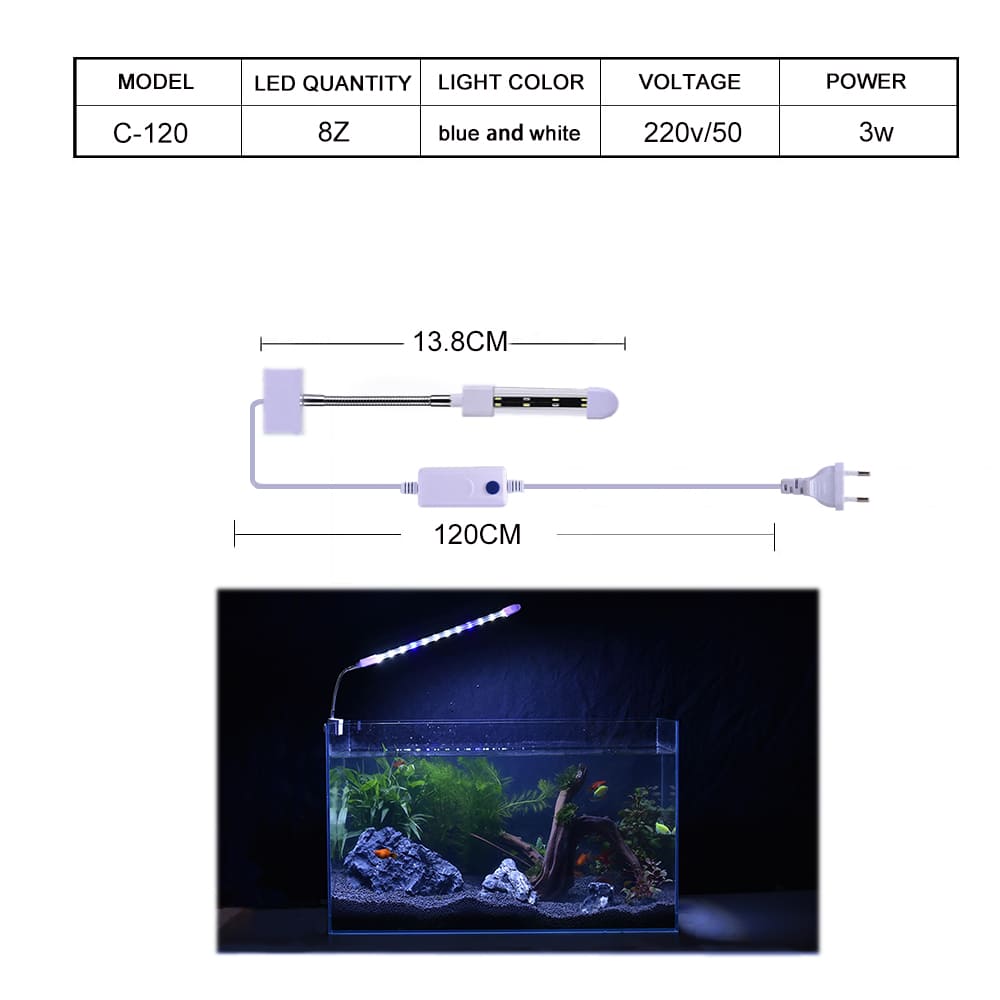Crystal led aquarium clip light