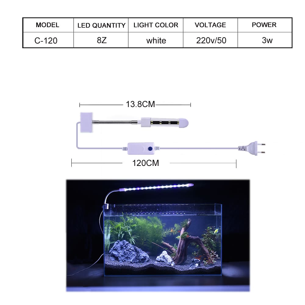 Crystal led aquarium clip light