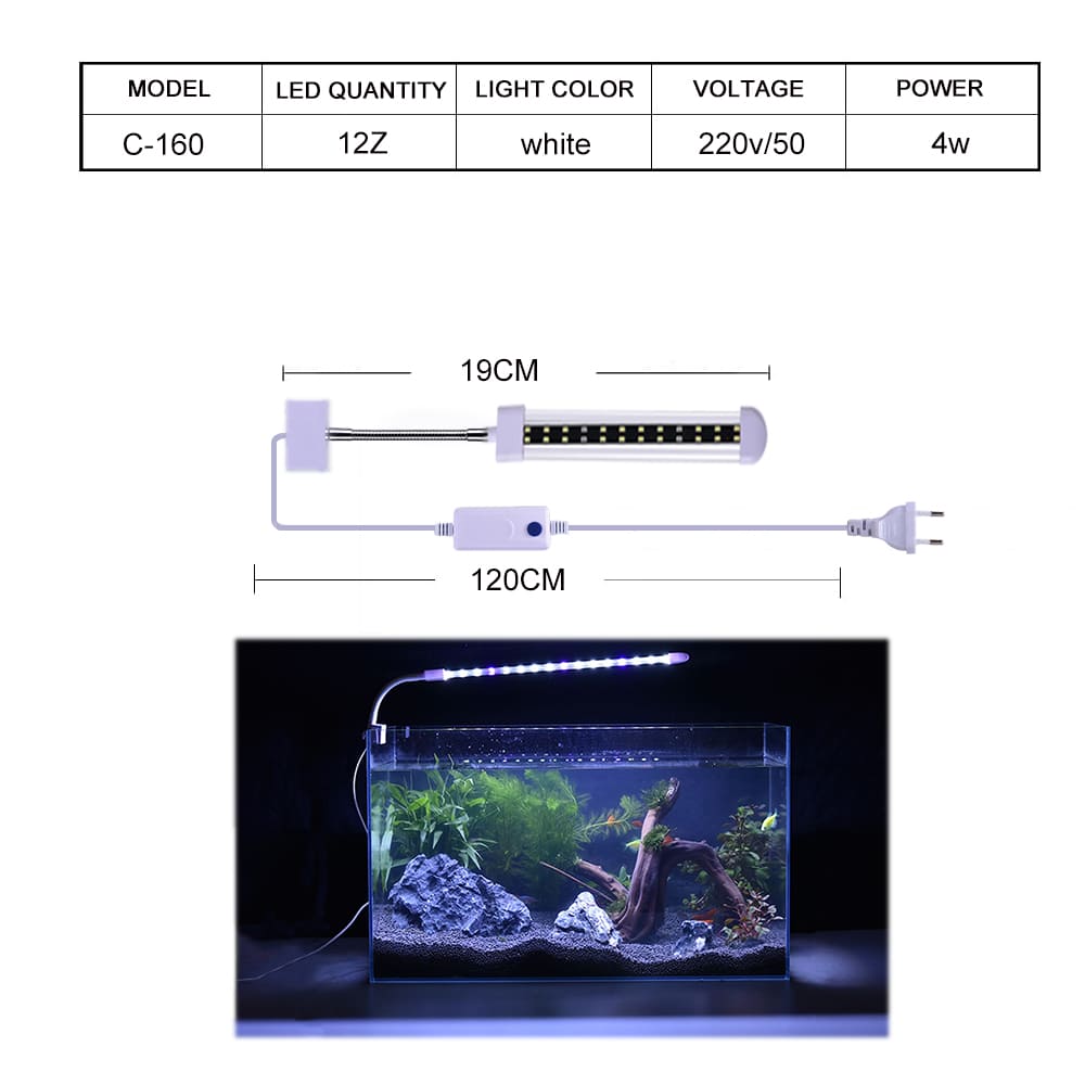 Crystal led aquarium clip light