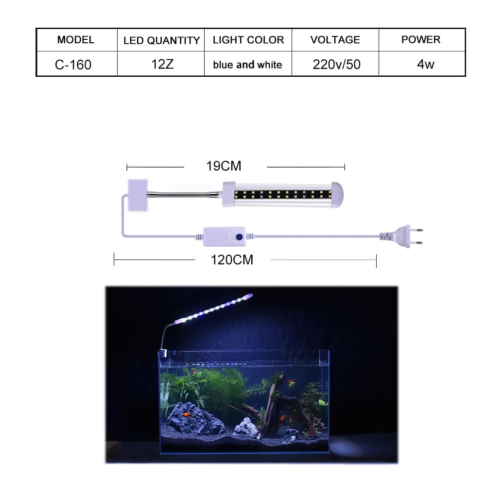 Crystal led aquarium clip light