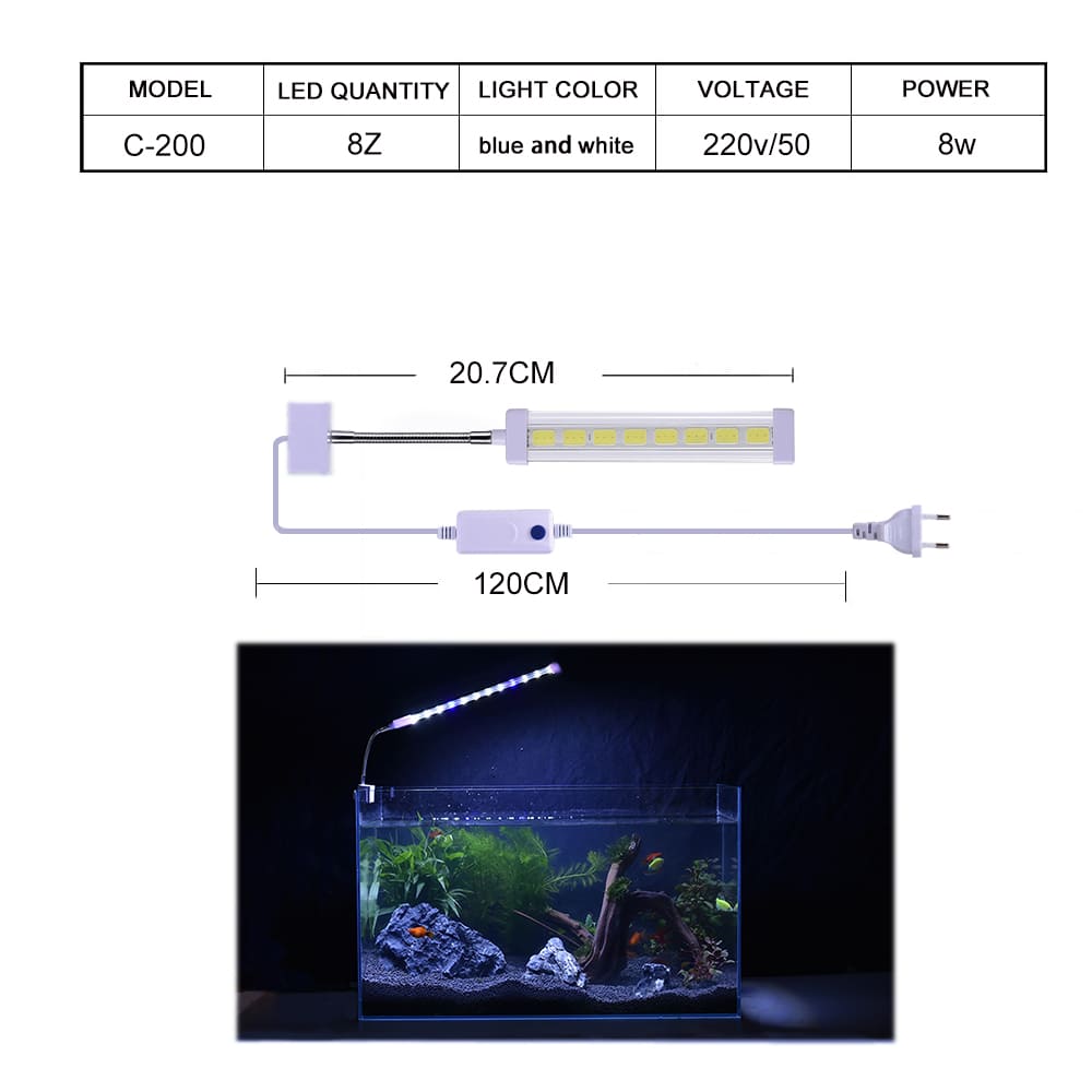 Crystal led aquarium clip light