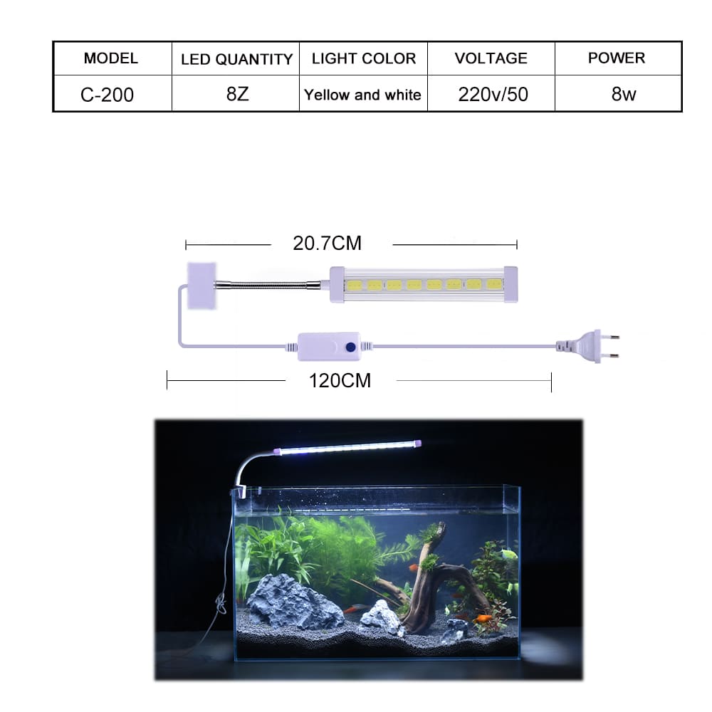 Crystal led aquarium clip light