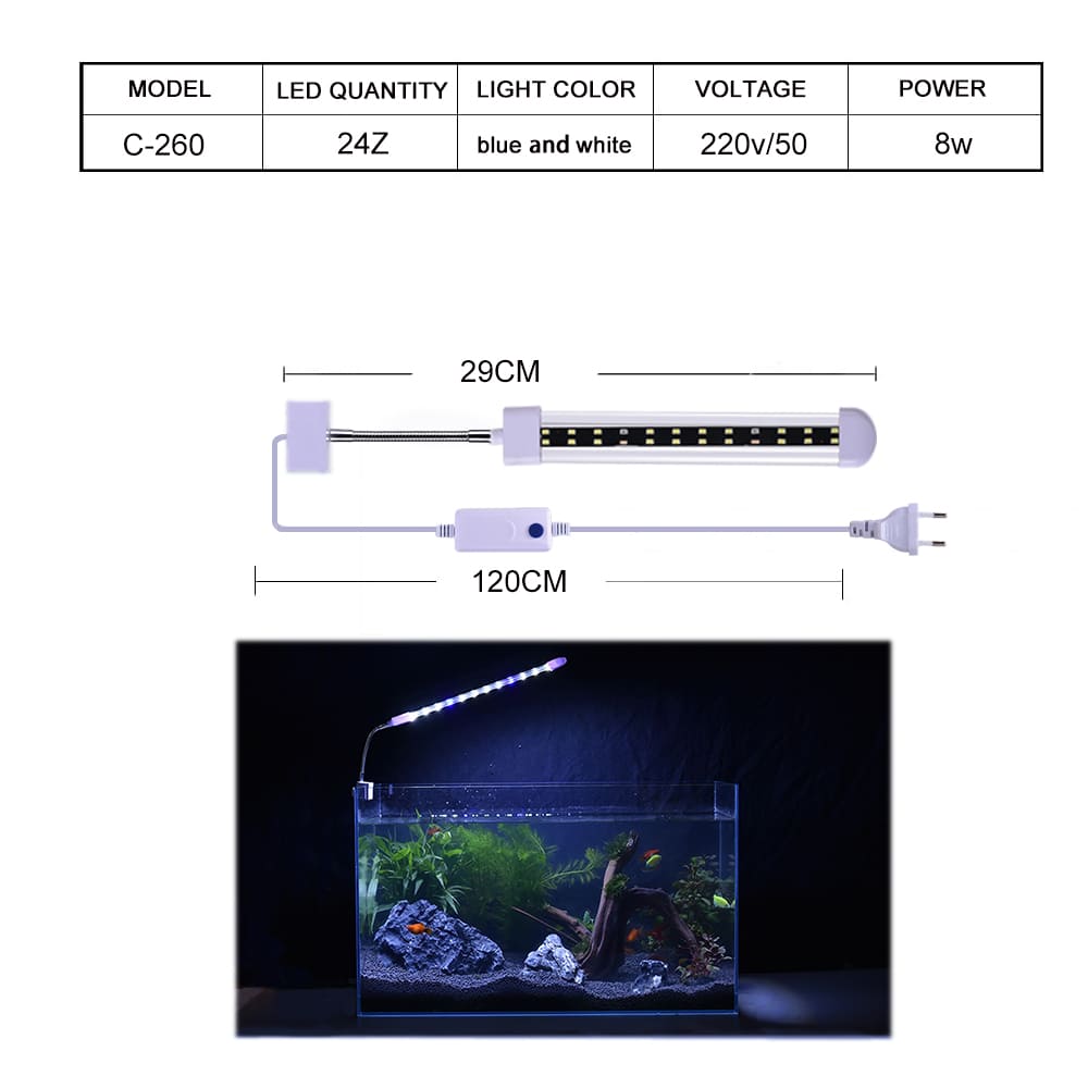 Crystal led aquarium clip light