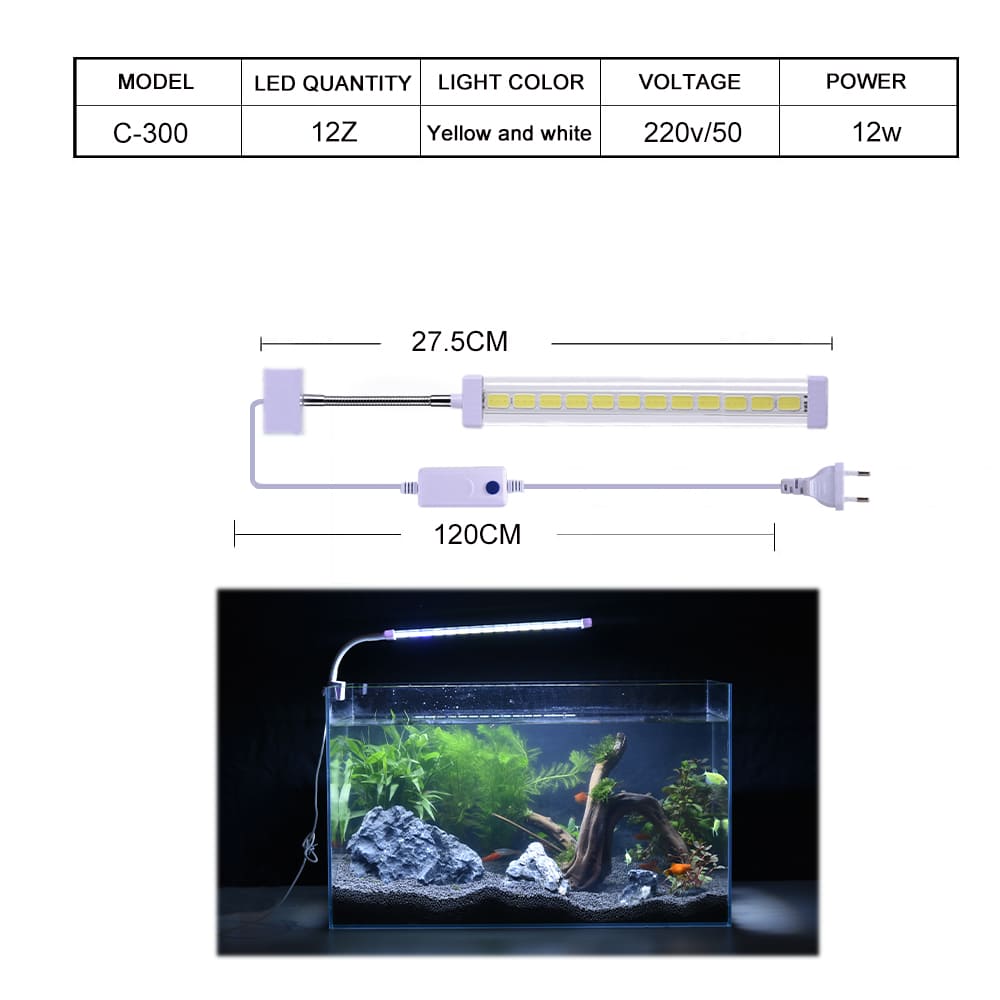 Crystal led aquarium clip light