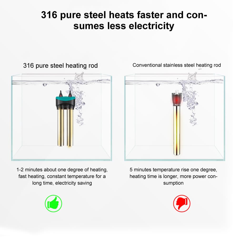 Double tube stainless steel aquarium heater
