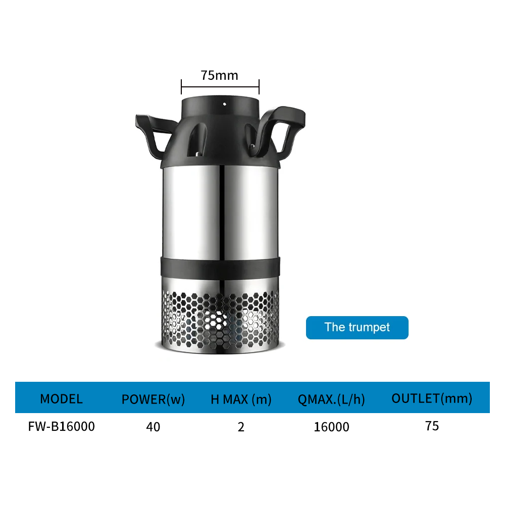 Aquarium fish pond stainless steel tube large flow water pump