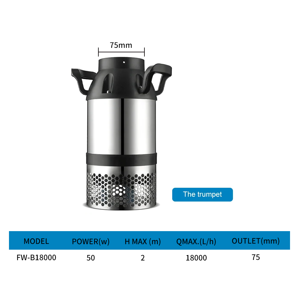 Aquarium fish pond stainless steel tube large flow water pump