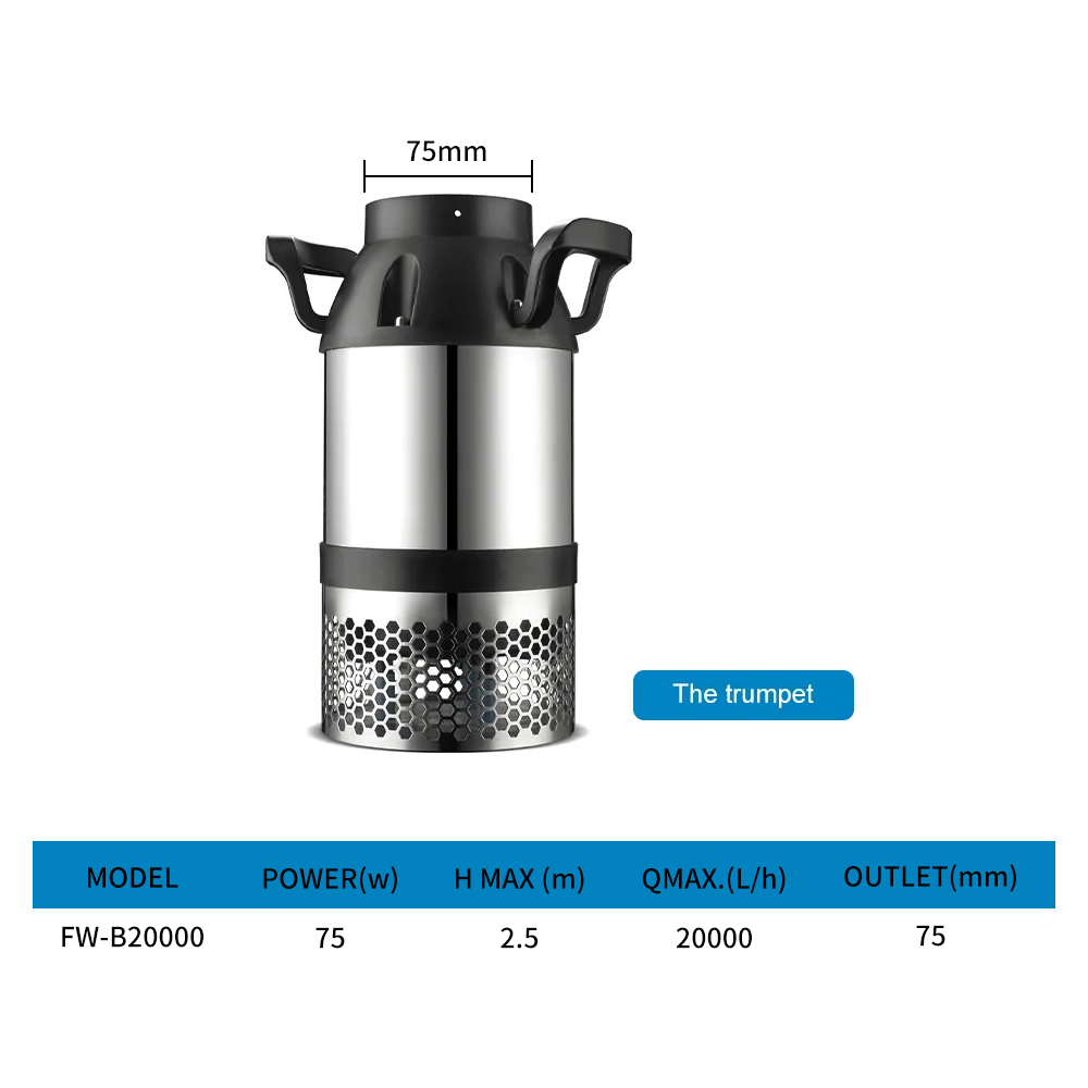 Aquarium fish pond stainless steel tube large flow water pump