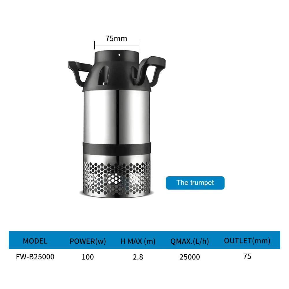 Aquarium fish pond stainless steel tube large flow water pump