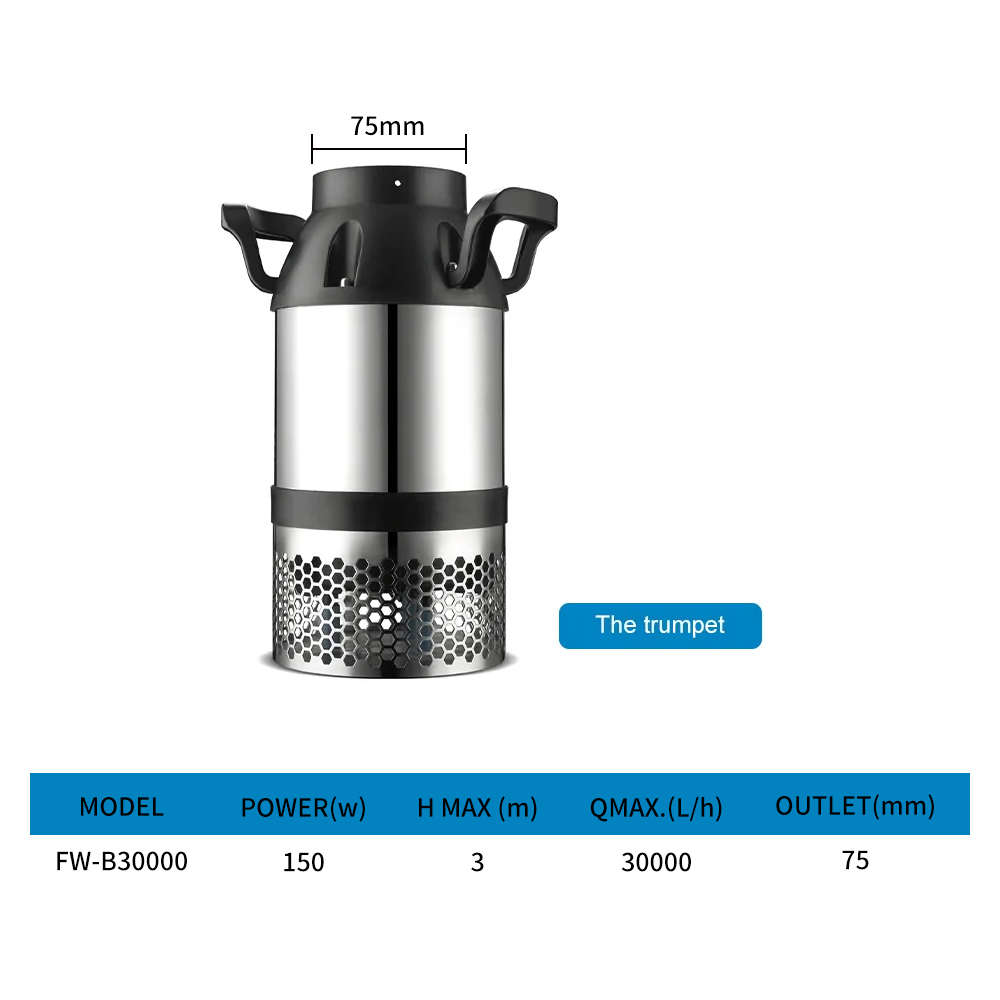 Aquarium fish pond stainless steel tube large flow water pump