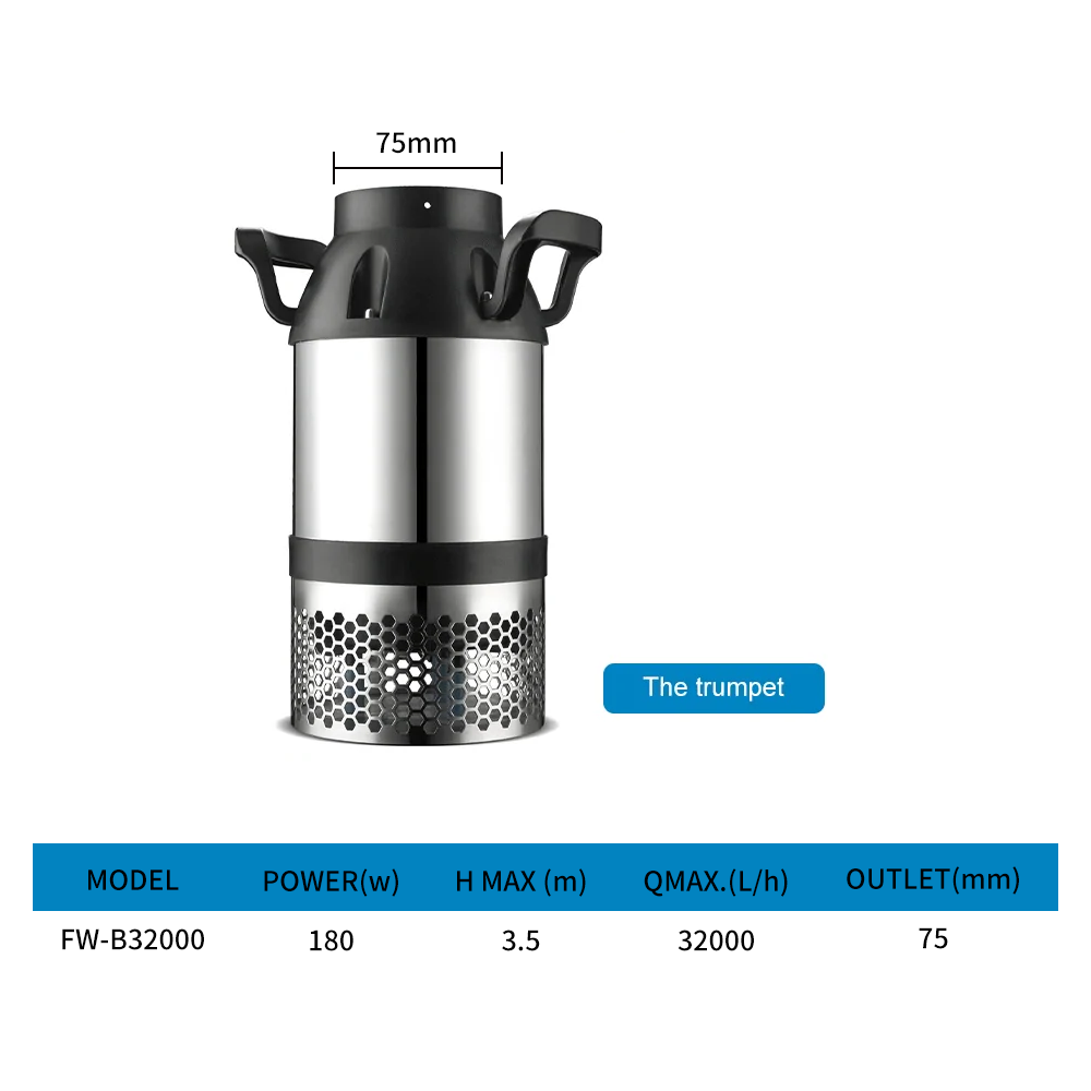 Aquarium fish pond stainless steel tube large flow water pump