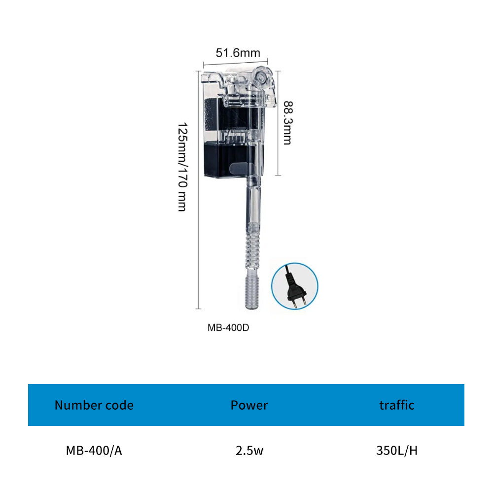 Aquarium Wall Mounted Waterfall Filter