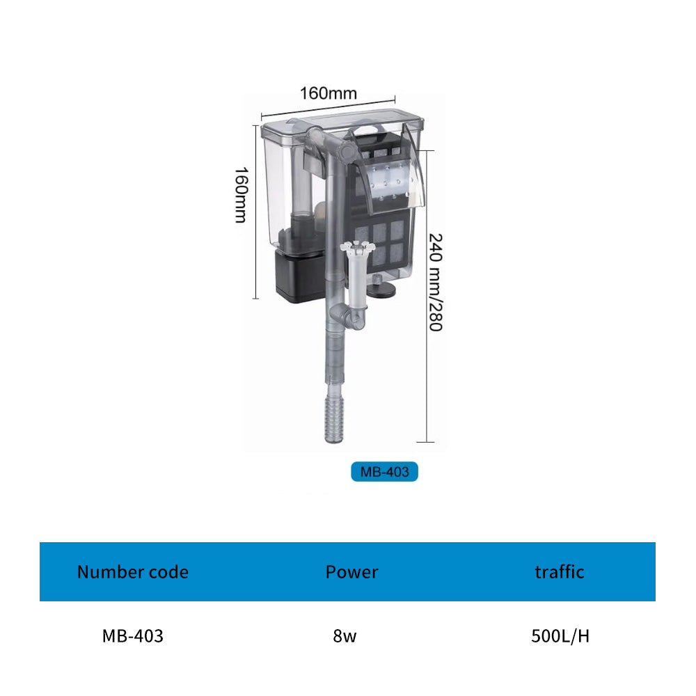 Aquarium Wall Mounted Waterfall Filter
