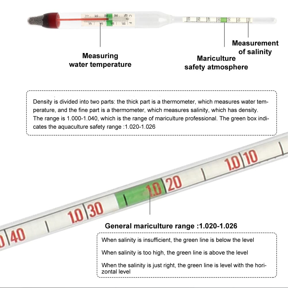 salinity 2-in-1- fish tank thermometer