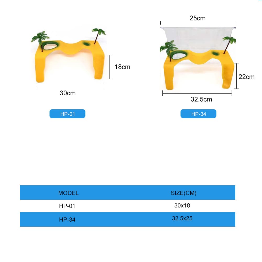 Aquarium Yellow Small Turtle Tank with Climbing Platform