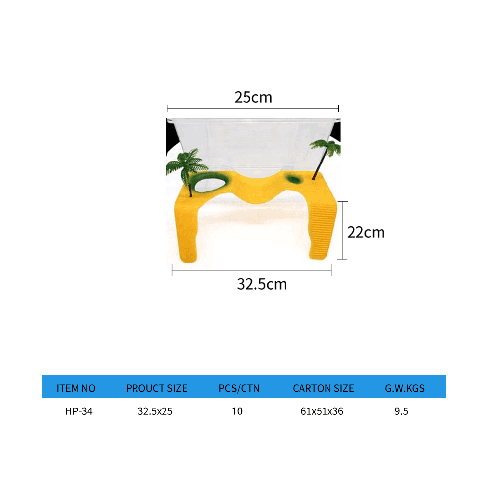 Aquarium Yellow Small Turtle Tank with Climbing Platform